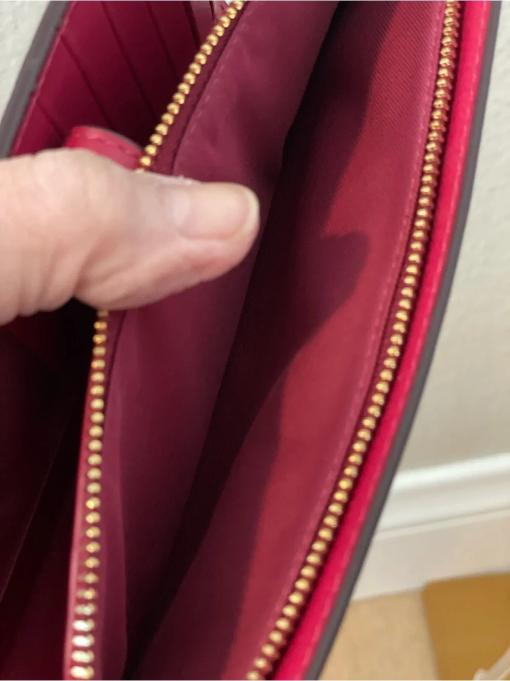 COACH Bright Pink/Fuchsia Leather Large Bifold Wallet With Gold Hardware